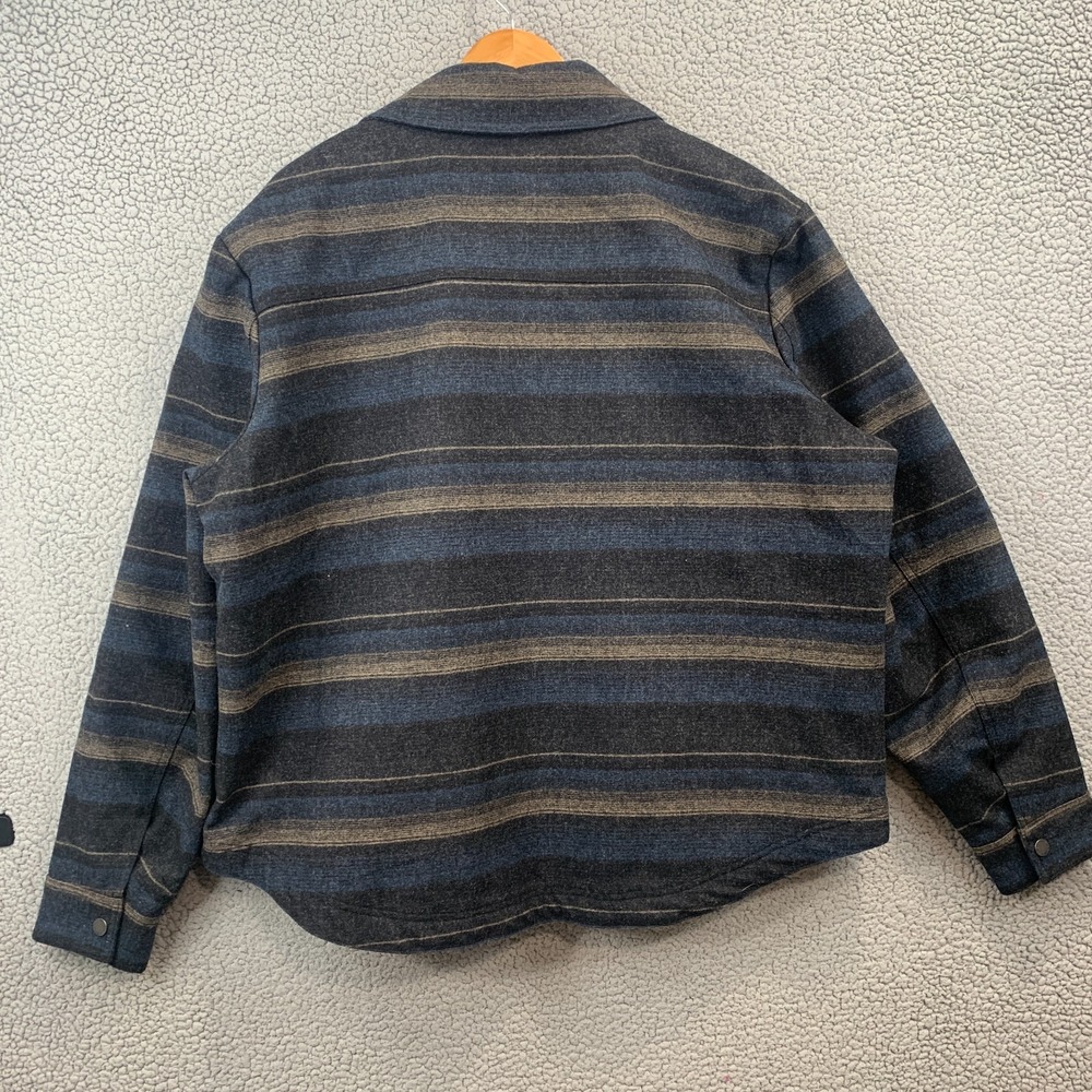 Pendleton Jacket Men's XXL Blue Tan Gray Striped Wool Blend Snap Zip Insulated - Picture 5 of 8